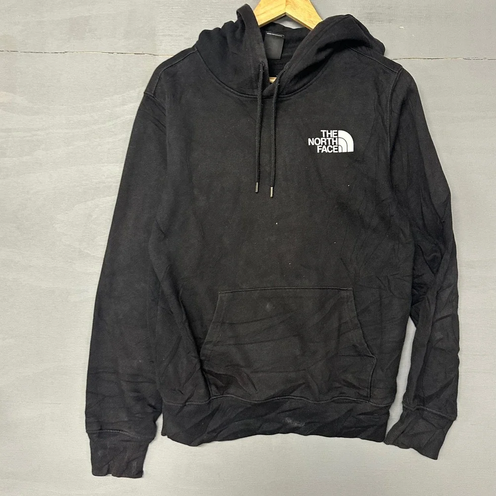 The North Face Mens Black Pullover‎ Hoodie Small Logo Fleece Sweatshirt Size S